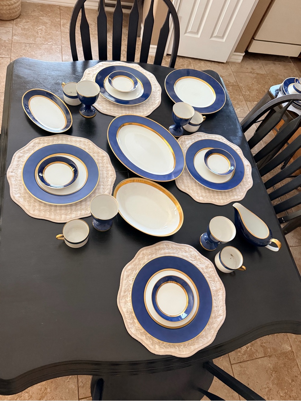 Fitz & Floyd Renaissance Chinaware Full Set - Blue and Gold